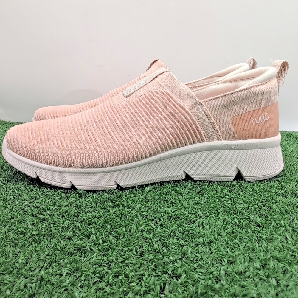 Ryka Captivate Shoes Womens 12 M Medium Blush Beige White Knit Slip On Sneakers - Picture 6 of 7